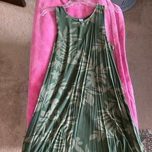 Olive Green Floral Dress